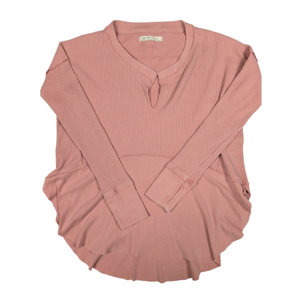 Free People We The Free Dusty Pink North‎ Shore Waffle Knit Thermal Shirt XS